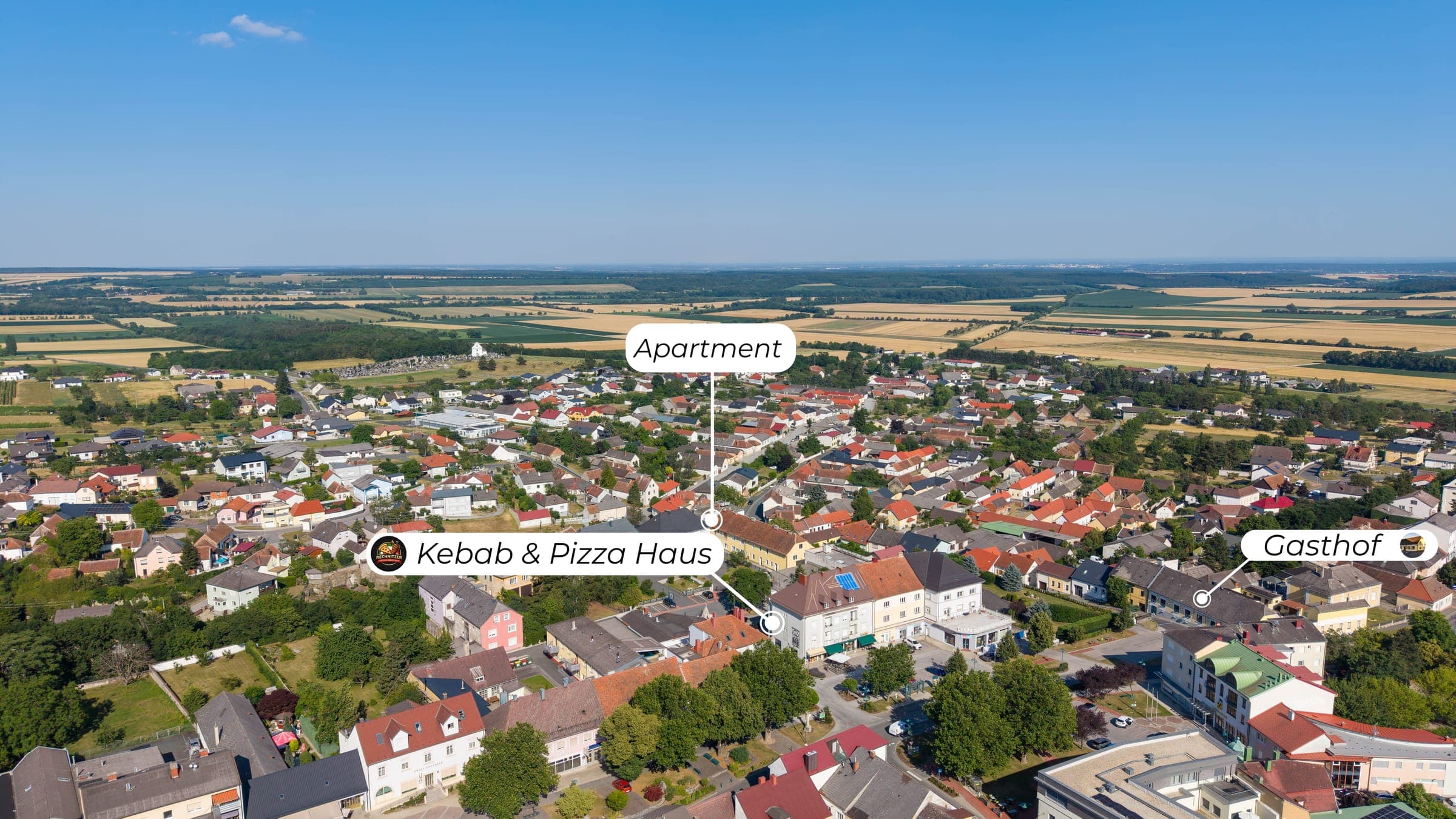 Aerial view of Rechnitz with Geschriebenstein